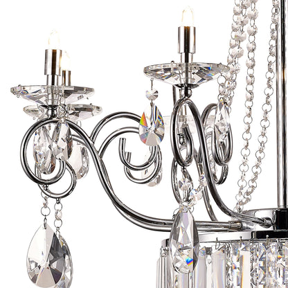 Diyas Eden 72cm  8 Light G9 Polished Chrome/Crystal Ceiling Pendant Light Fitting
