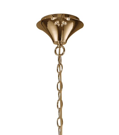 Mantra Tiffany 85cm Pendant 2 Tier 12+12 Light E14+G9, French Gold with Cream Shades & Clear Crystal