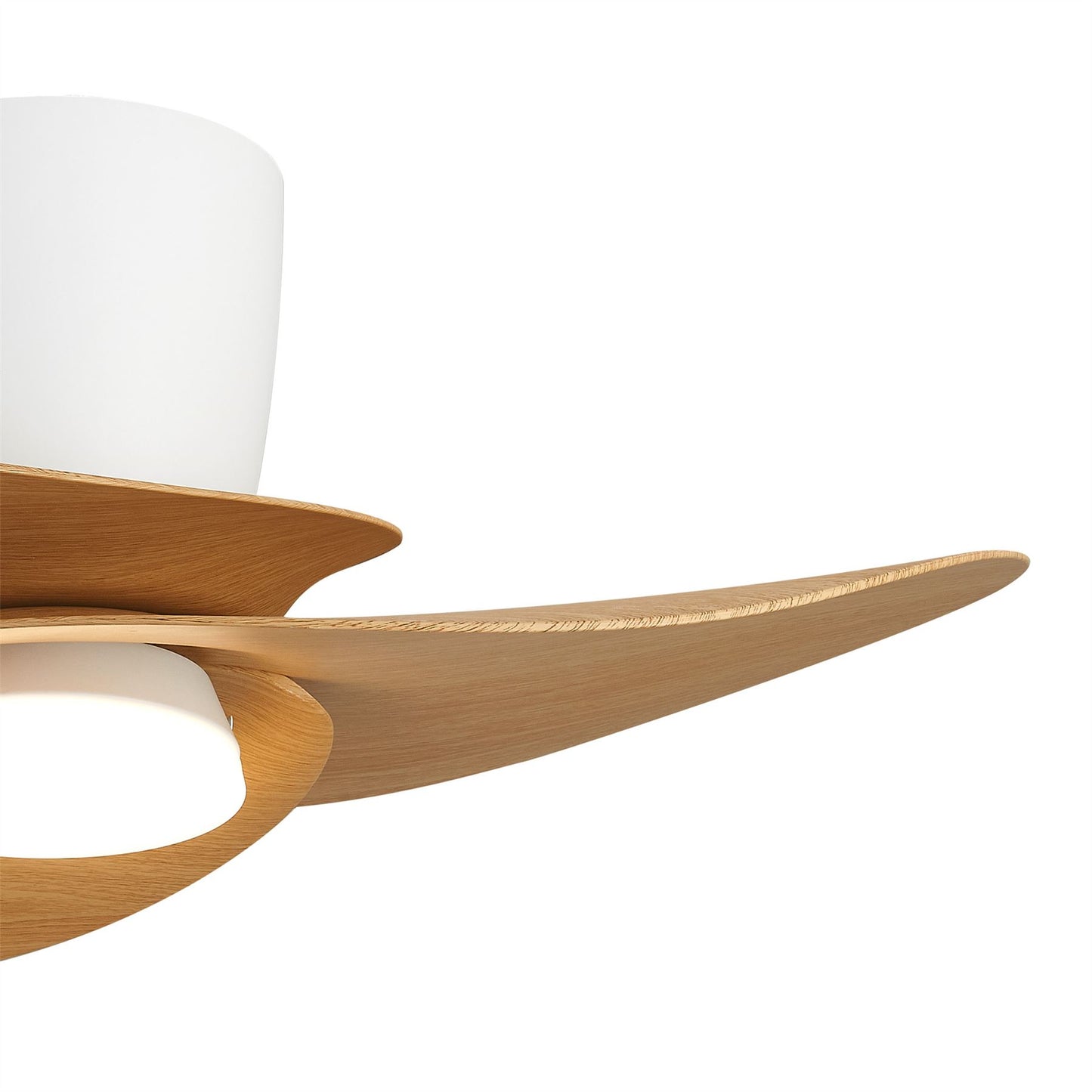 Nenufar 74 x 44cm 18W LED Dimmable Ceiling Light With Built-In 30W DC Fan, 3000-5000K Remote Control, 3600lm, White/Wood, 5yrs Warranty