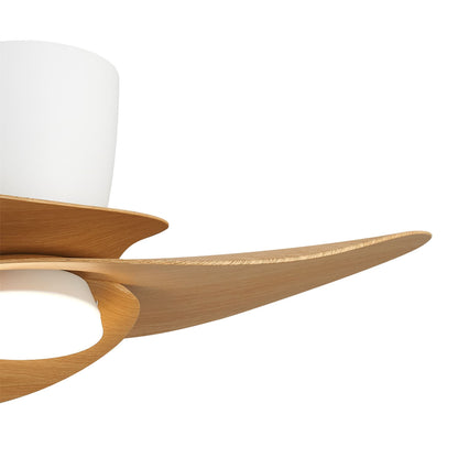 Nenufar 74 x 44cm 18W LED Dimmable Ceiling Light With Built-In 30W DC Fan, 3000-5000K Remote Control, 3600lm, White/Wood, 5yrs Warranty