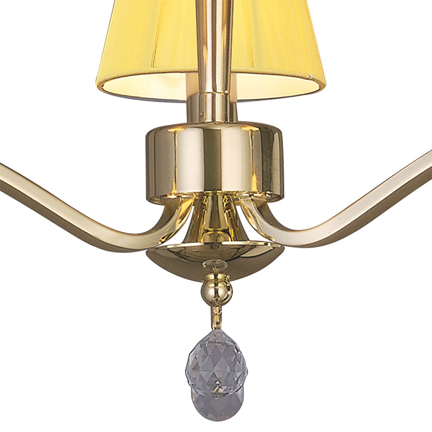 Mantra Siena 53cm Semi Flush Round 3 Light E14, Polished Brass with Amber Cream Shades and Clear Crystal