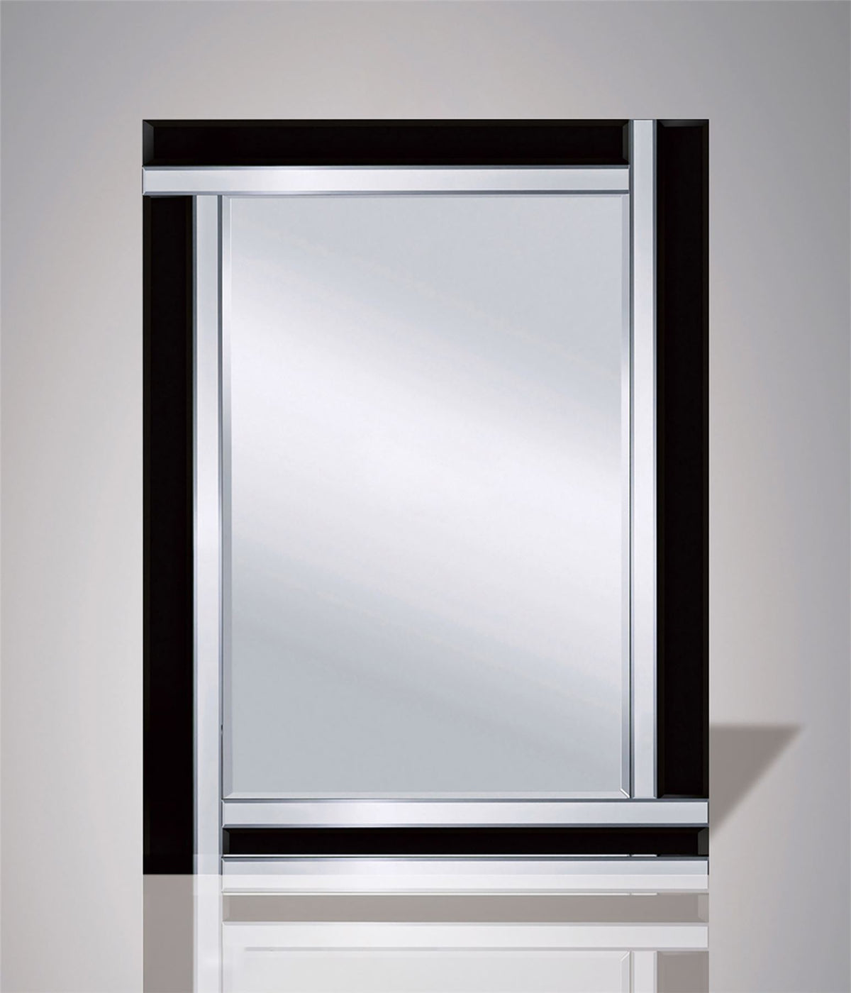 Diyas Home Nevada 60cm x 80cm Black Boarder Cut Detailed Mirror (Can Only Be Shipped On A Pallet, Additional Charges May Apply.) Mirrors