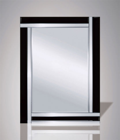 Diyas Home Nevada 60cm x 80cm Black Boarder Cut Detailed Mirror (Can Only Be Shipped On A Pallet, Additional Charges May Apply.) Mirrors