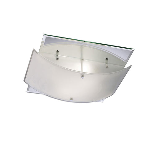 Diyas Vito Square Flush  2 Light E27 Polished Chrome/Mirror Ceiling Light Fitting