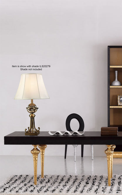 Diyas Elmo Large Crystal Table Lamp WITHOUT SHADE 1 Light E27 Antique Brass