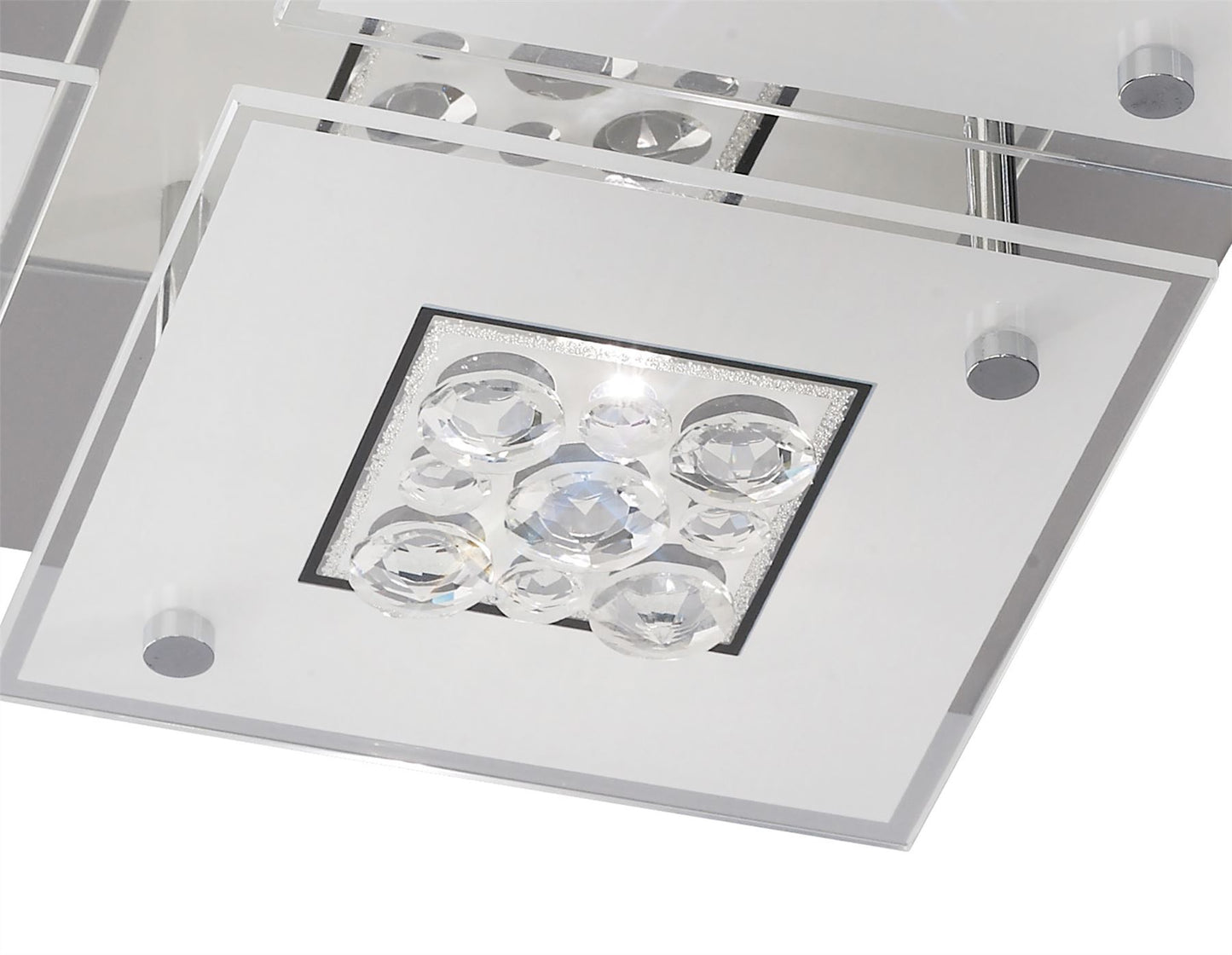 Diyas Cosmic Flush  Square 4 Light G9 Polished Chrome/Glass/Crystal Ceiling Light Fitting
