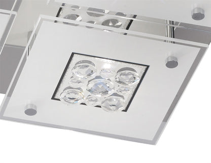 Diyas Cosmic Flush  Square 4 Light G9 Polished Chrome/Glass/Crystal Ceiling Light Fitting