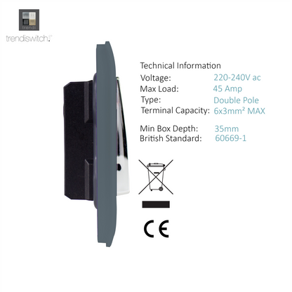 Trendi Artistic Modern Glossy 45 A Tactile Light Switch & Neon Insert Warm Grey