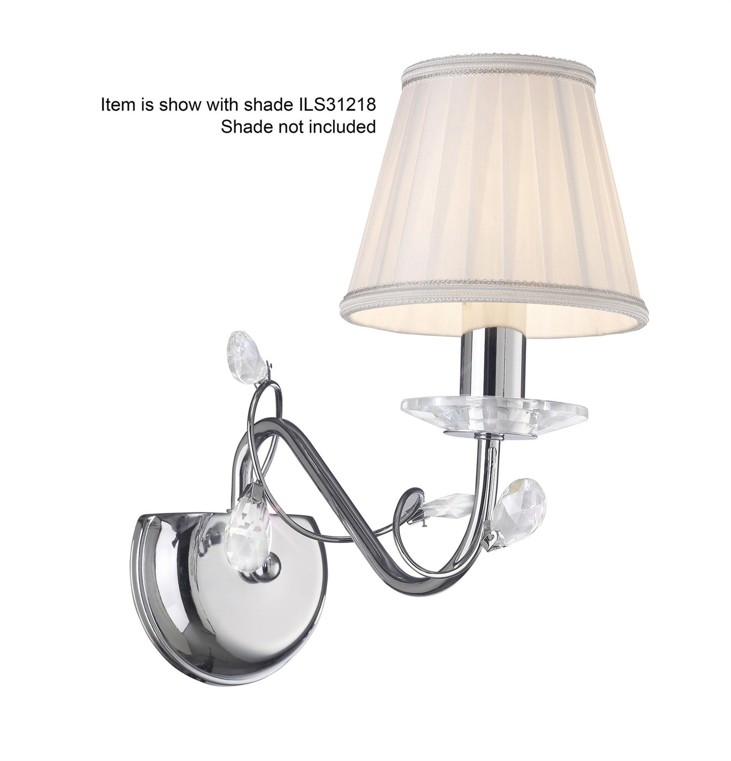 Diyas Willow Wall Light WITHOUT SHADE 1 Light E14 Polished Chrome/Crystal