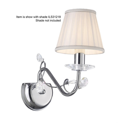 Diyas Willow Wall Light WITHOUT SHADE 1 Light E14 Polished Chrome/Crystal