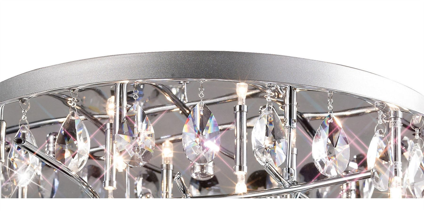 Diyas Aviance 58cm Flush  8 Light G4 Polished Chrome/Crystal, NOT LED/CFL Compatible Ceiling Light Fitting