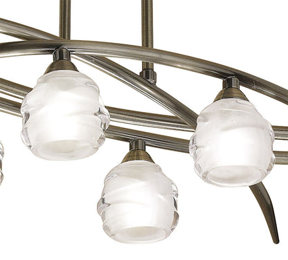 Mantra M1821 Loop Rectangular Telescopic Semi Flush Convertible 6 Light G9 ECO, Antique Brass