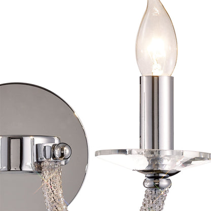 Diyas Elena Wall Light Switched 2 Light E14 Polished Chrome/Crystal