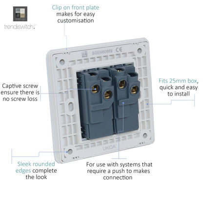 Trendi Switch 2 Gang Retractive Home Automation Switch in Matt White - ART-SSR2MWH