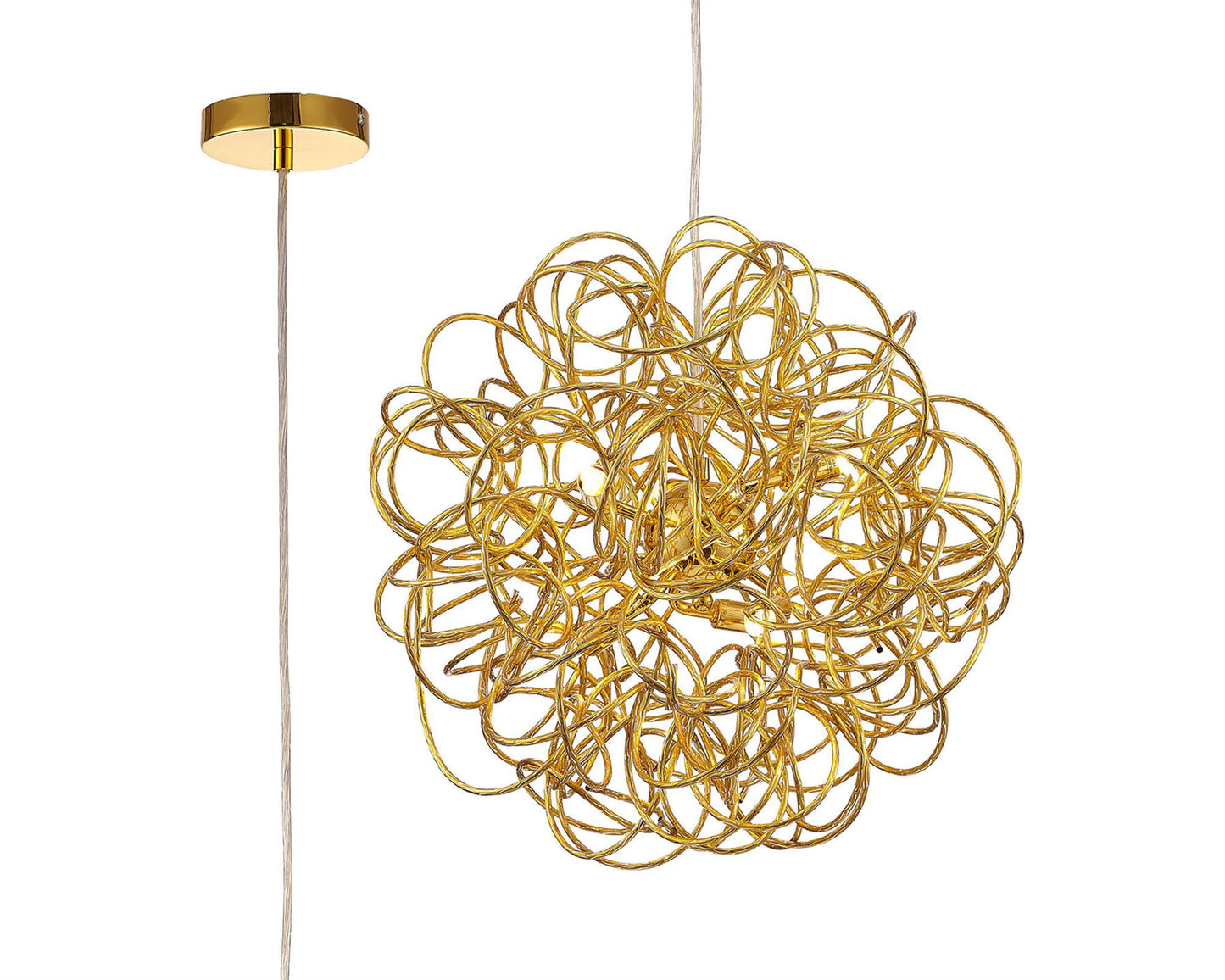 Deco Cassidy Pendant Round Interwinding Aluminium 6 Light G9 Gold