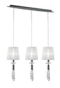 Mantra M3855 Tiffany Linear Pendant 3+3 Light E27+G9 Line, Polished Chrome with White Shades & Clear Crystal
