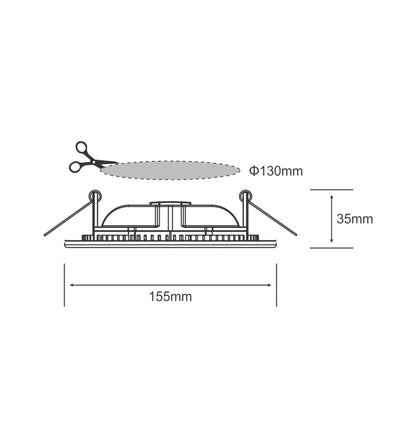Techtouch Intego Ultra-Slim Round Medium 15W Cool White 560lm, Cut Out: 130mm, 3yrs Warranty Recessed