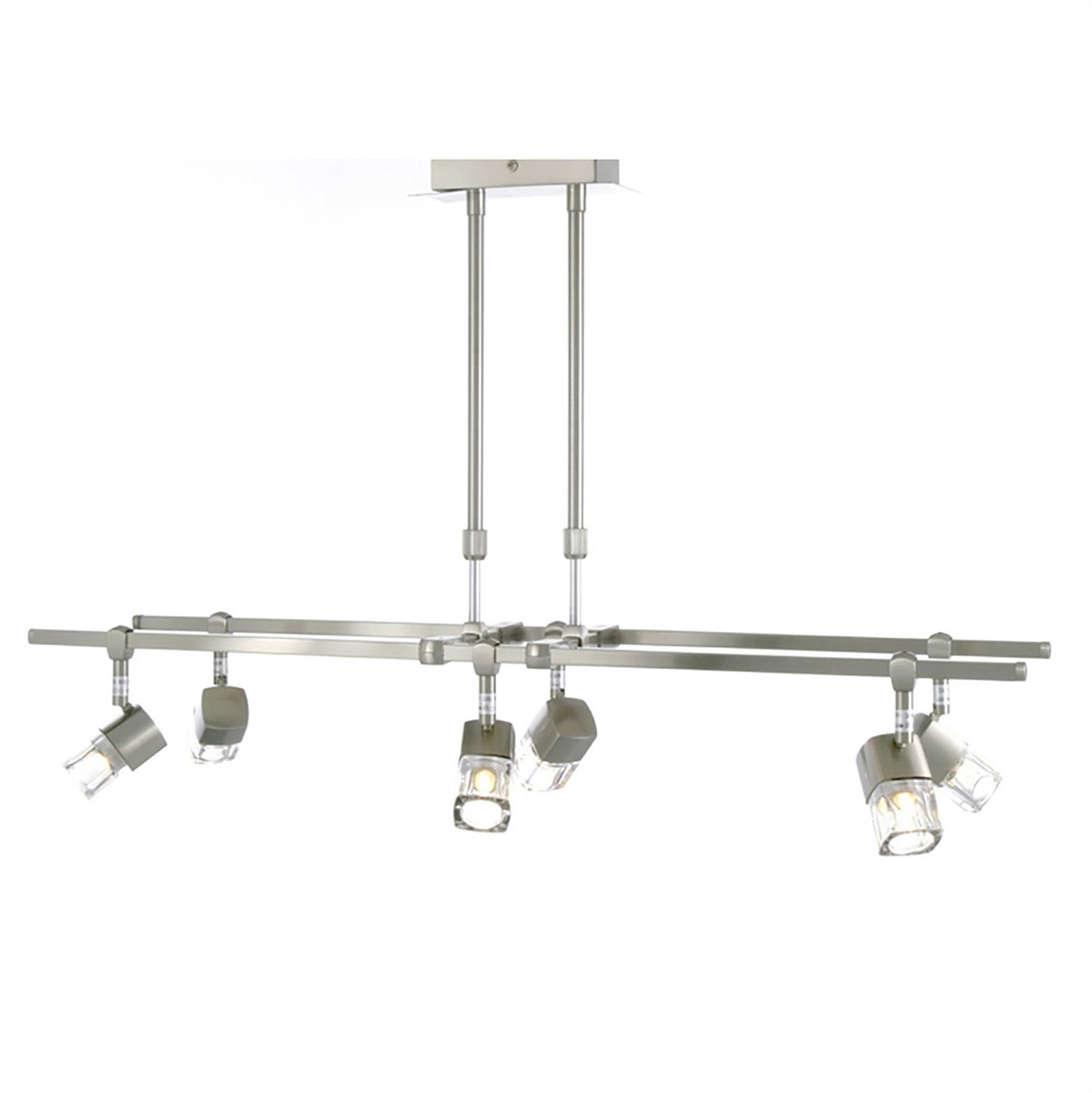 Diyas Ticino Rectangular Telescopic  6 Light G9 Satin Chrome Ceiling Pendant Light Fitting