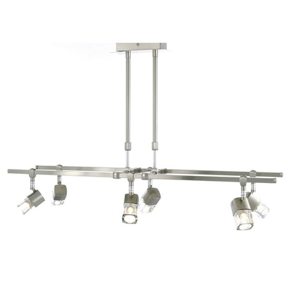 Diyas Ticino Rectangular Telescopic  6 Light G9 Satin Chrome Ceiling Pendant Light Fitting