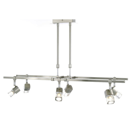 Diyas Ticino Rectangular Telescopic  6 Light G9 Satin Chrome Ceiling Pendant Light Fitting