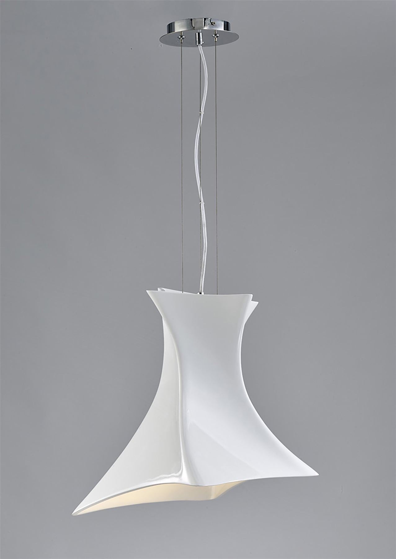 Mantra M5070 Twist Pendant 1 Light E27, Gloss White/Polished Chrome