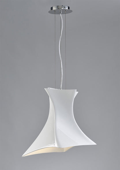 Mantra M5070 Twist Pendant 1 Light E27, Gloss White/Polished Chrome