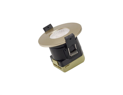 Trendi Switch Dimmable IP65 CCT LED Fire Rated Downlight in Champagne Gold