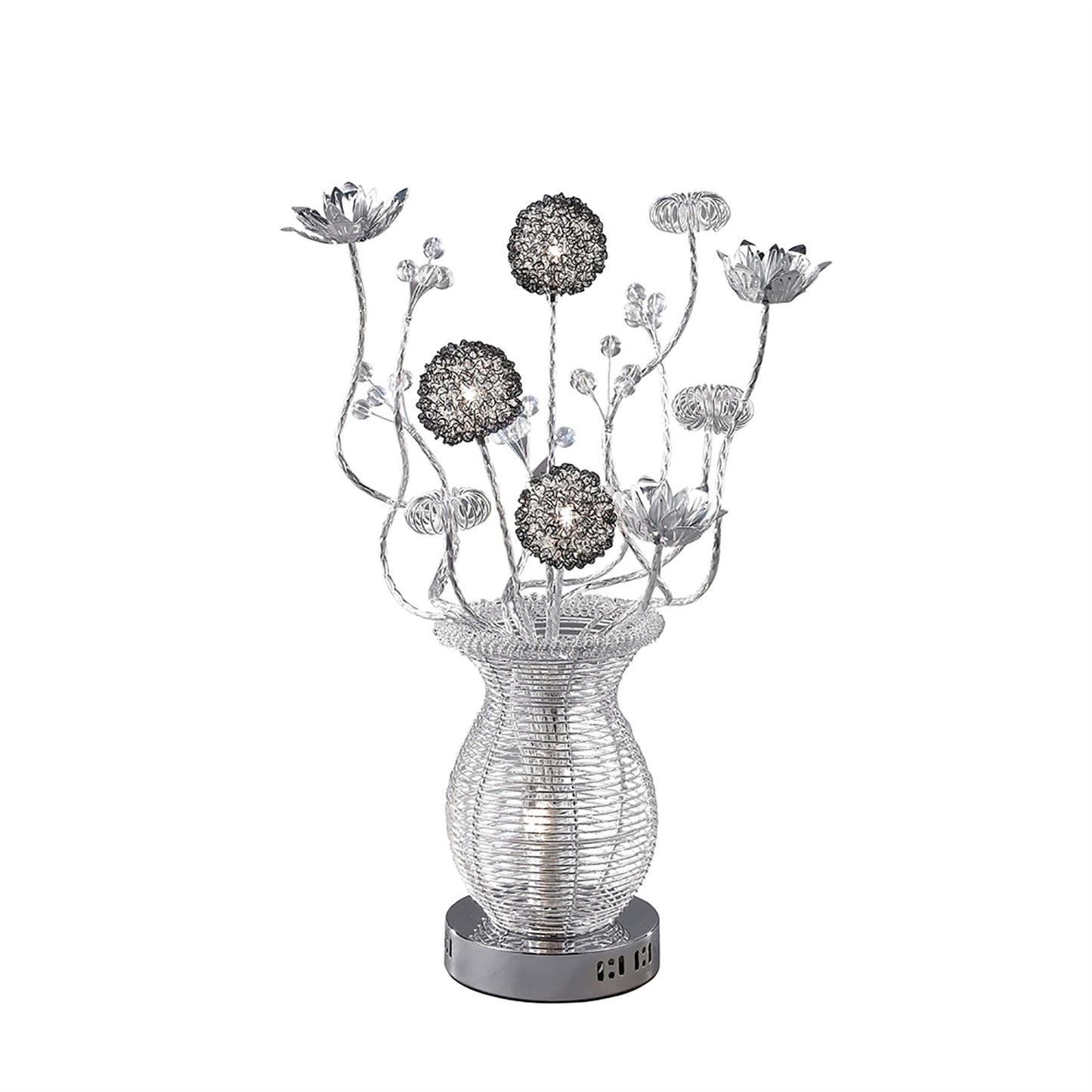 Diyas Home Calista Aluminium (DH) Calista Crystal Table Lamp 4 Light G4 Silver/Black, NOT LED/CFL Compatible