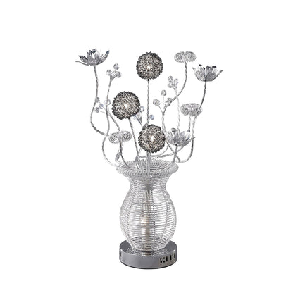 Diyas Home Calista Aluminium (DH) Calista Crystal Table Lamp 4 Light G4 Silver/Black, NOT LED/CFL Compatible