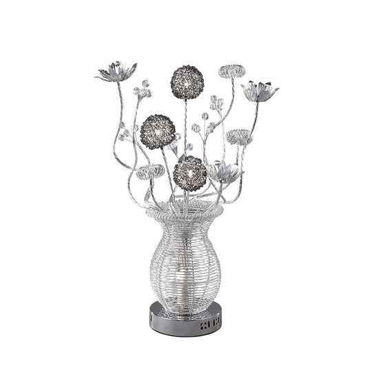 Diyas Home Calista Aluminium (DH) Calista Crystal Table Lamp 4 Light G4 Silver/Black, NOT LED/CFL Compatible