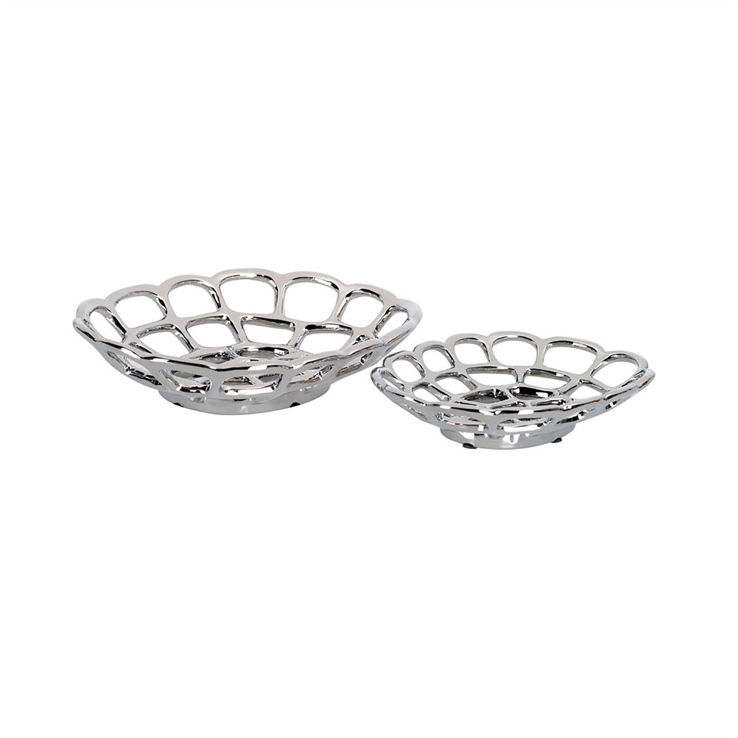 Diyas Home Ceramics (DH) Set Of Plates Polished Chrome Ceramic Ceramics