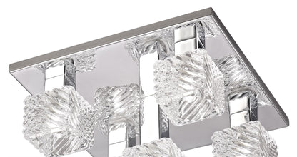 Deco Accor Ceiling Flush 5 Light G9, 230mm Square, Polished Chrome/Clear Glass