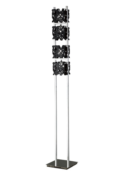 Mantra M1270 Tokio Floor Lamp 4 Light G9, Gloss Black/Polished Chrome