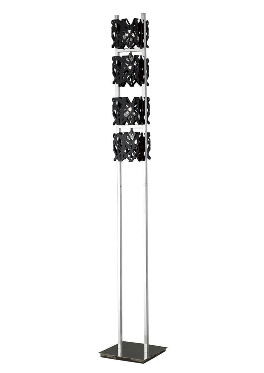 Mantra M1270 Tokio Floor Lamp 4 Light G9, Gloss Black/Polished Chrome