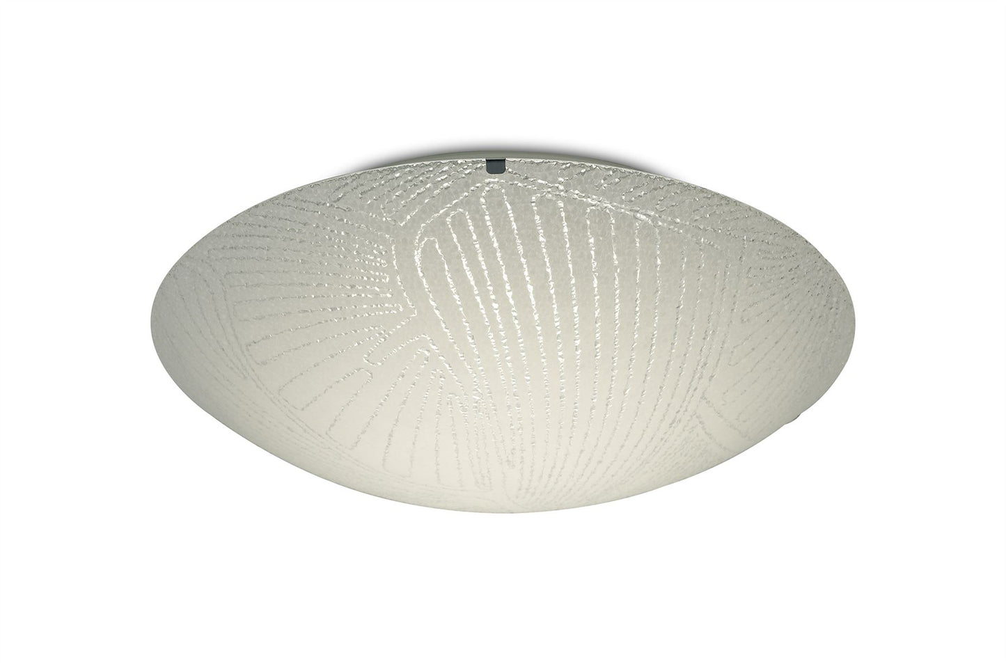 Deco Tassa 18W LED Medium Flush Ceiling Light, 400mm Round, 4000K 1500lm CRI80, Random Line Pattern Glass with Polished Chrome Detail