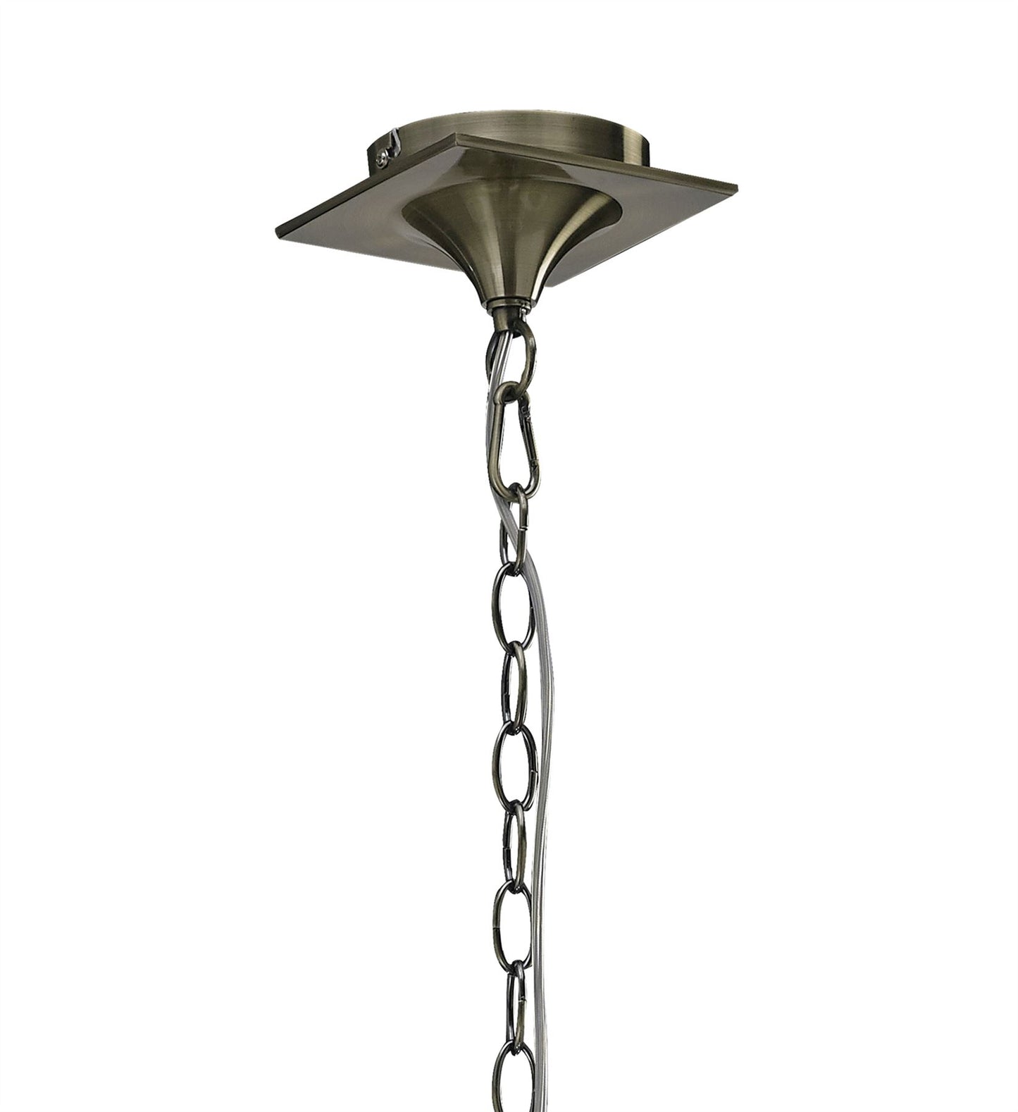 Mantra Mara 78cm Pendant 5 Light E14, Antique Brass with Ivory White Shades