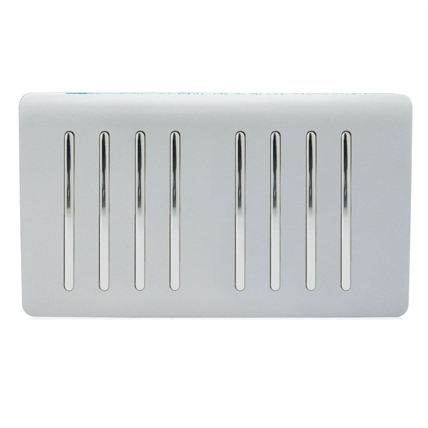 Trendi  8 Gang 2 Way Rocker Black Double Plate Light Switch in Silver