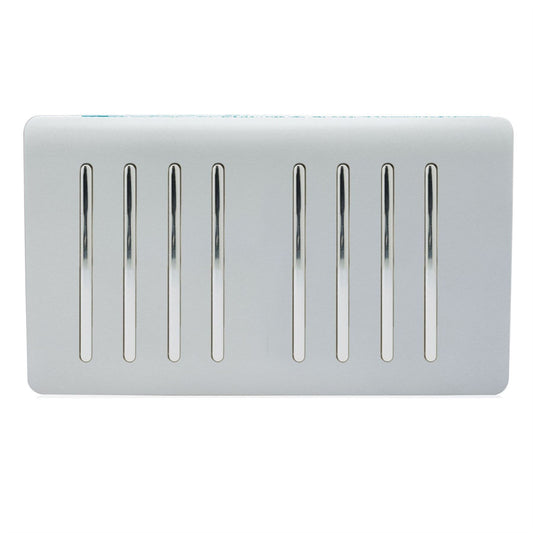 Trendi  8 Gang 2 Way Rocker Black Double Plate Light Switch in Silver