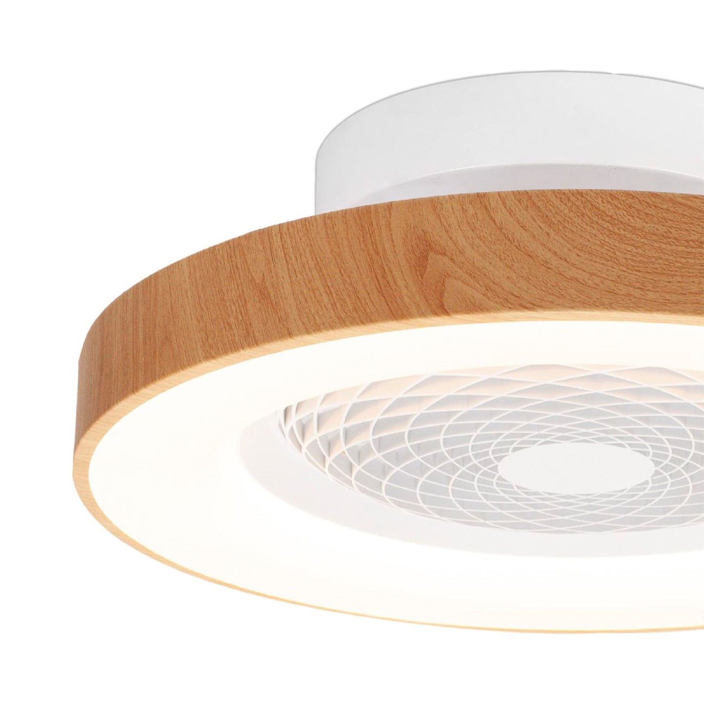 Tibet Mini 53cm 70W LED Dimmable Ceiling Light With 35W DC Reversible Fan Remote, 3900lm, Wood Effect/White, 5yrs Wrnty