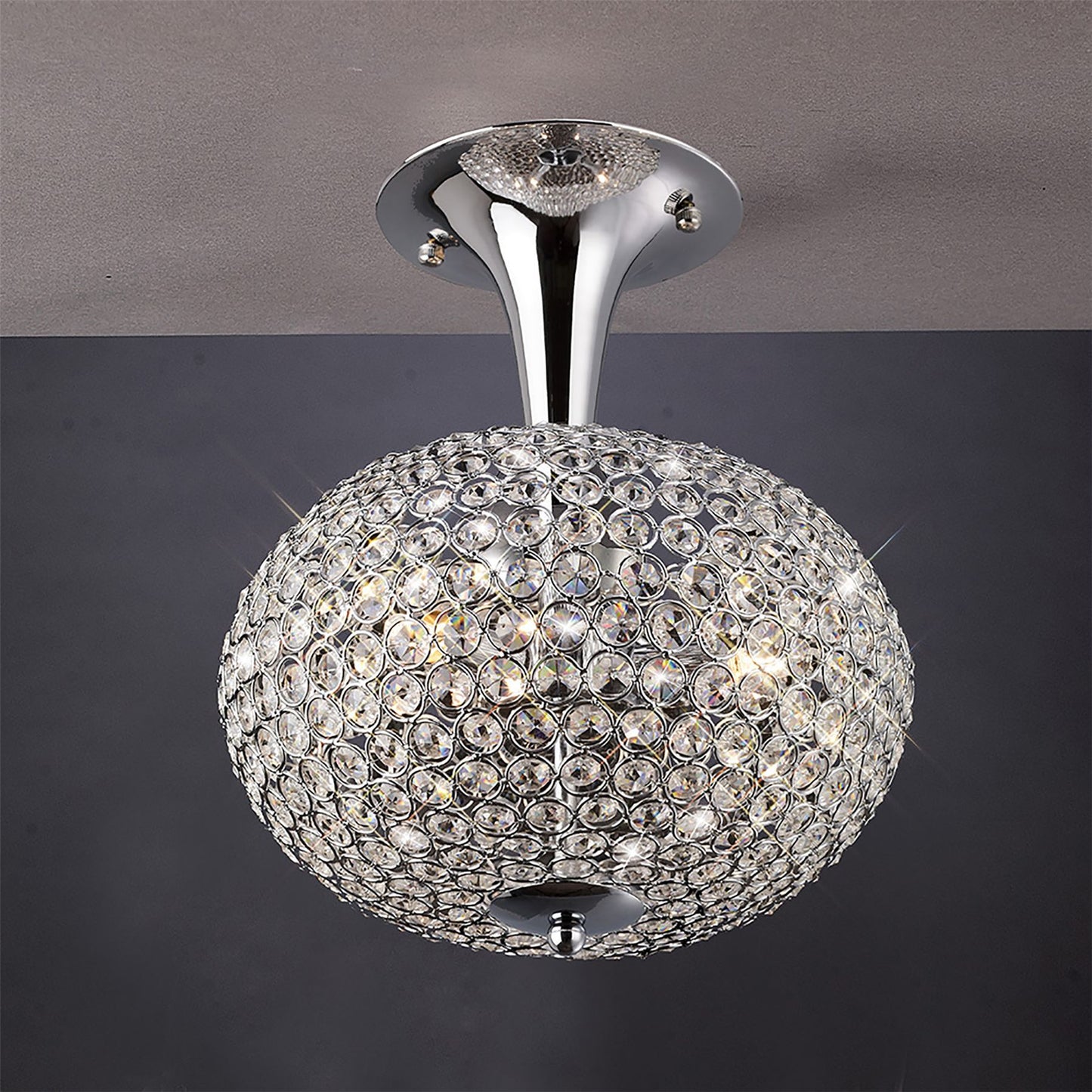 Diyas Vado 28cm Semi Flush 3 Light G9 Polished Chrome/Crystal