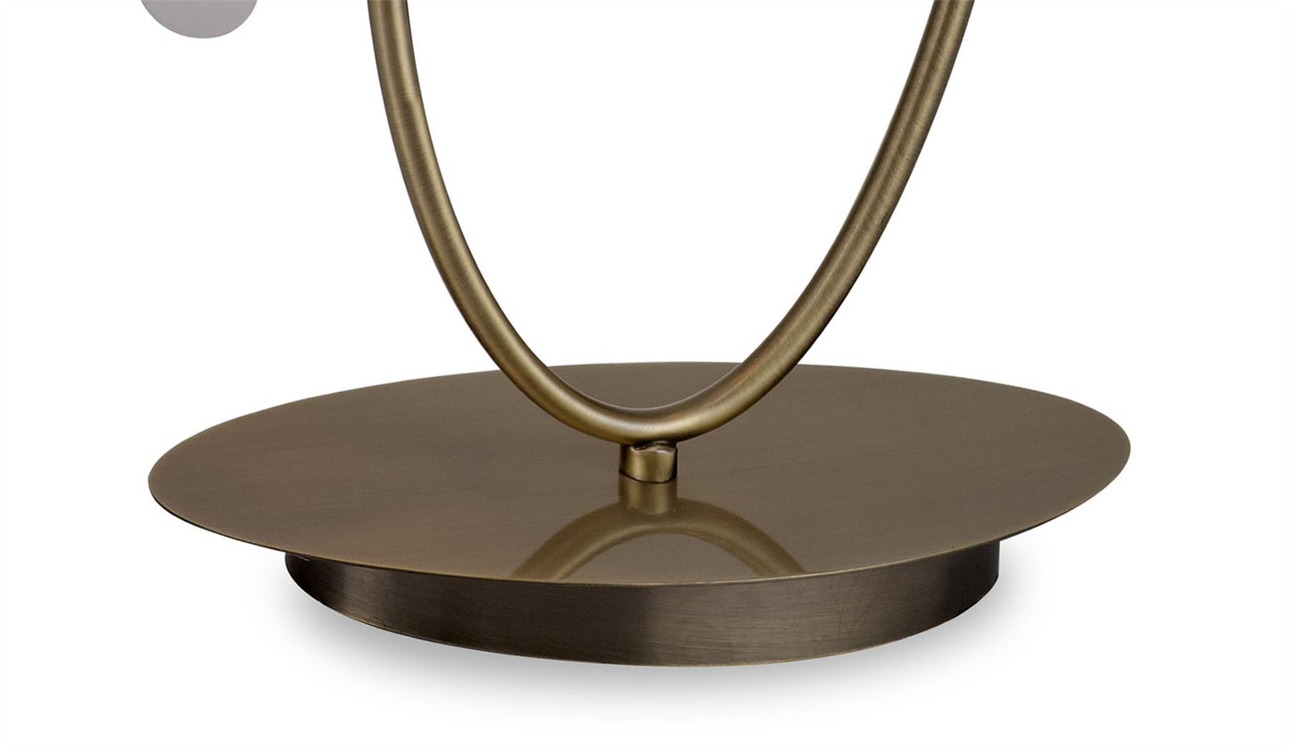 Mantra M6338 Andrea Table Lamp 63cm, 2 x E14 (Max 20W), Antique Brass, White Shades, White Crystal Droplets