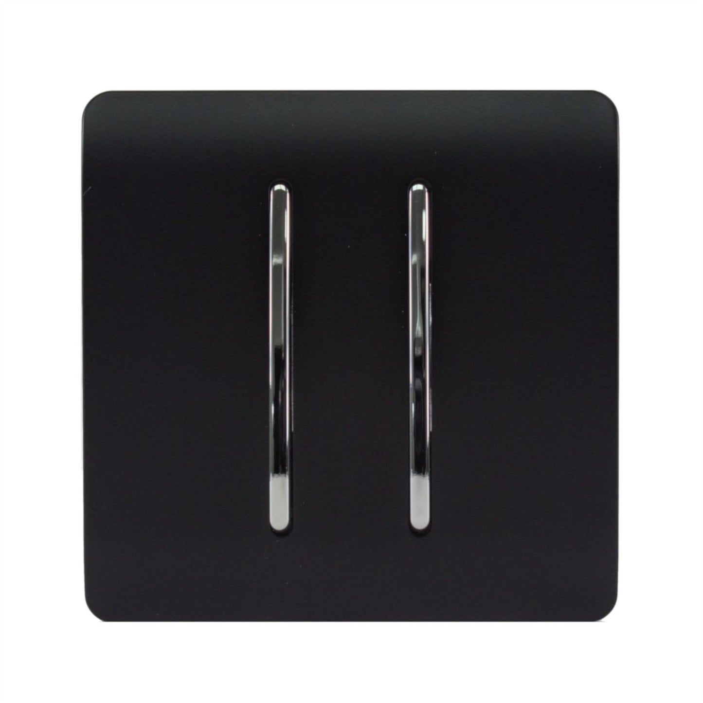 Trendi 2 Gang 2 Way  10 Amp Rocker Light Switch Matt Black Soft Touch