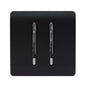 Trendi 2 Gang 2 Way  10 Amp Rocker Light Switch Matt Black Soft Touch