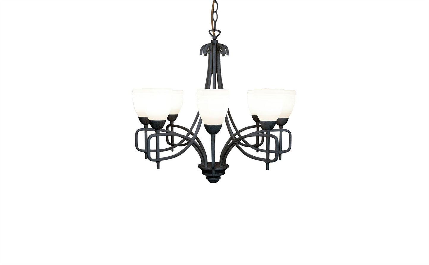 Diyas San Marino 54cm  8 Light E14 Tex/Pewter/Frosted Glass Ceiling Pendant Light Fitting