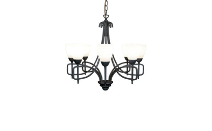 Diyas San Marino 54cm  8 Light E14 Tex/Pewter/Frosted Glass Ceiling Pendant Light Fitting