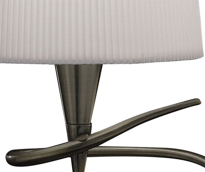 Mantra Mara Table Lamp 1 Light E14 Small, Antique Brass with Ivory White Shade