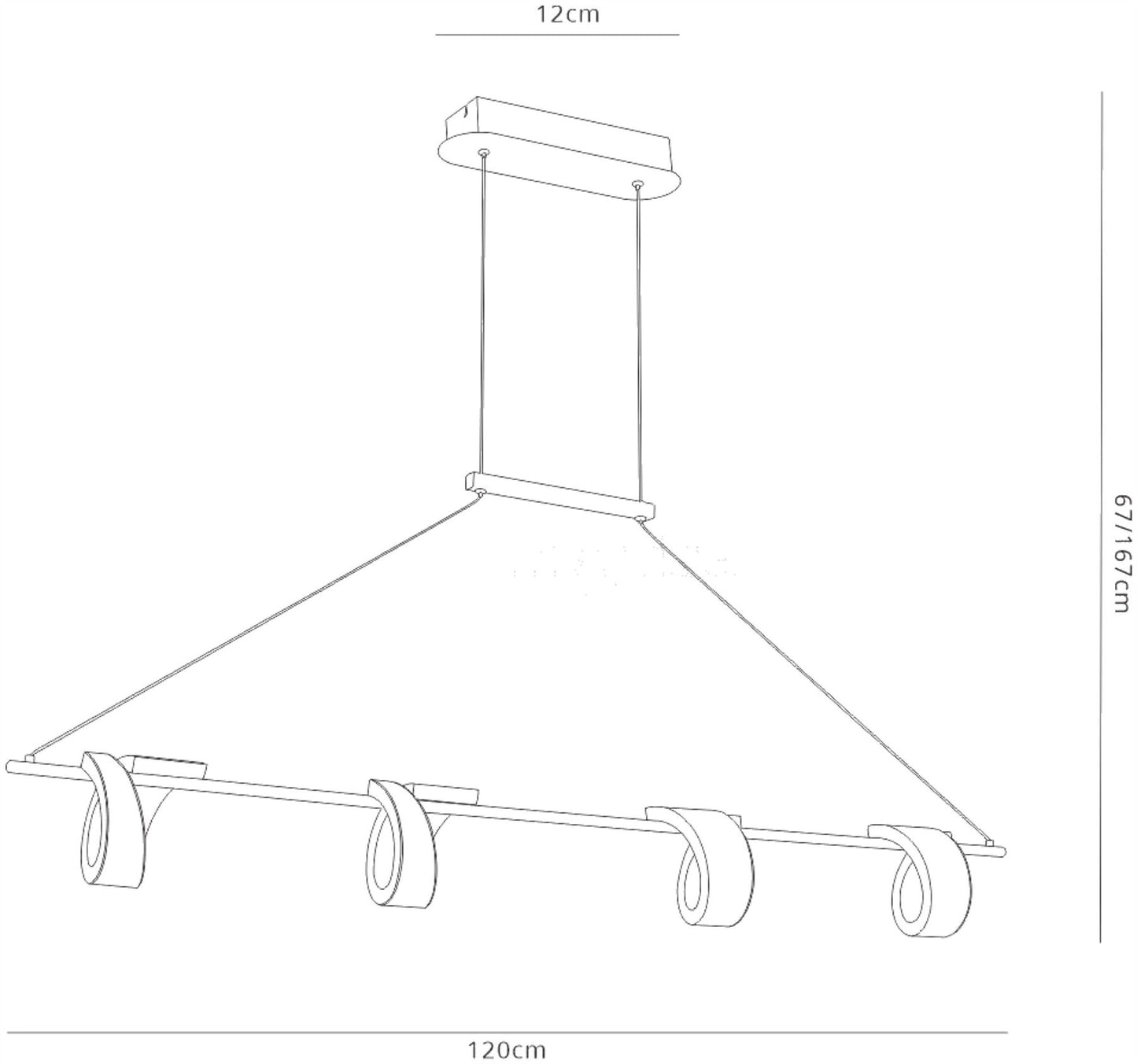 Mantra Tsunami 4 Light Linear Pendant, 48W LED, 3000K, 3600lm, Sand White, 3yrs Warranty