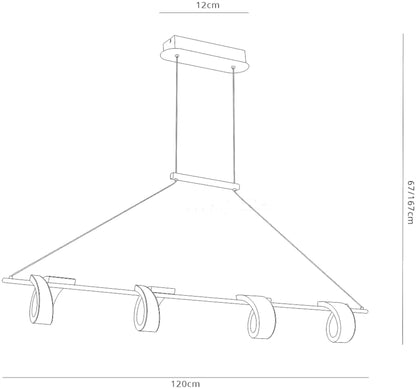 Mantra Tsunami 4 Light Linear Pendant, 48W LED, 3000K, 3600lm, Sand White, 3yrs Warranty