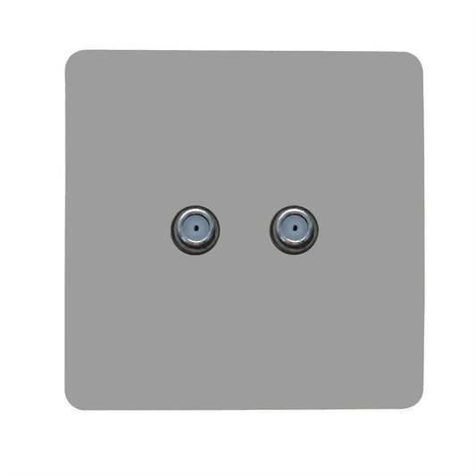 Trendi Switch 2 Gang Male F-Type Satellite Television Socket in Light Grey
