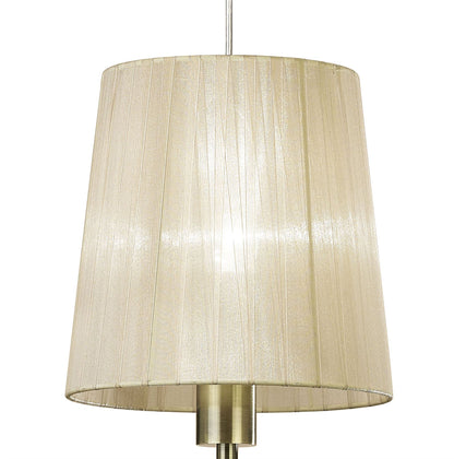 Mantra M3881 Tiffany Pendant 1+1 Light E27+G9, Antique Brass with Soft Bronze Shade & Clear Crystal